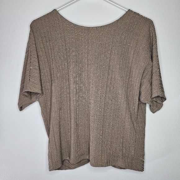 Emerette Brown Ribbed Twist Front Crop Top Sz L - Picture 5 of 5